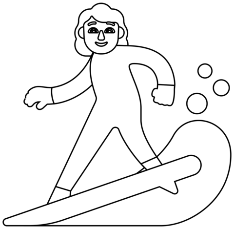 Woman Surfing Emoji Coloring Page